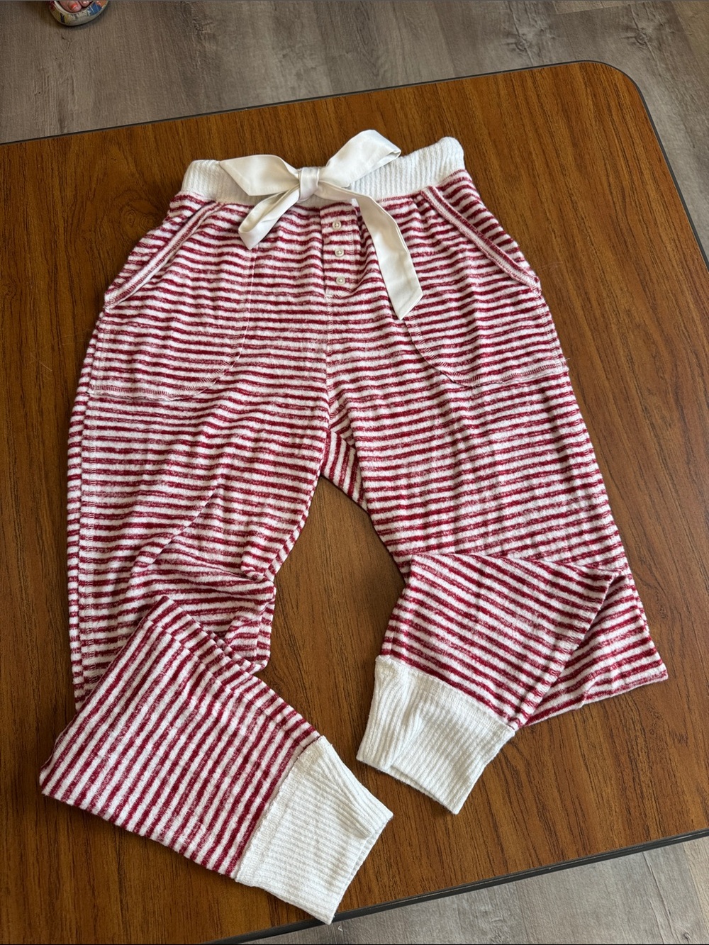Abercrombie & Fitch Red and White Striped Kids Pajama Bottoms with Bow